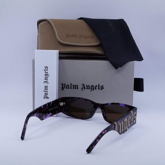 Palm Angels PERI007 ANGEL 3464 Rectangle Sunglasses - Havana Purple/Brown - Picture 11 of 11